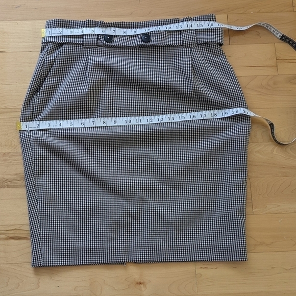 RW&CO stretch lining paper bag style plaid midi skirt brown beige size 12 @i - Picture 5 of 11